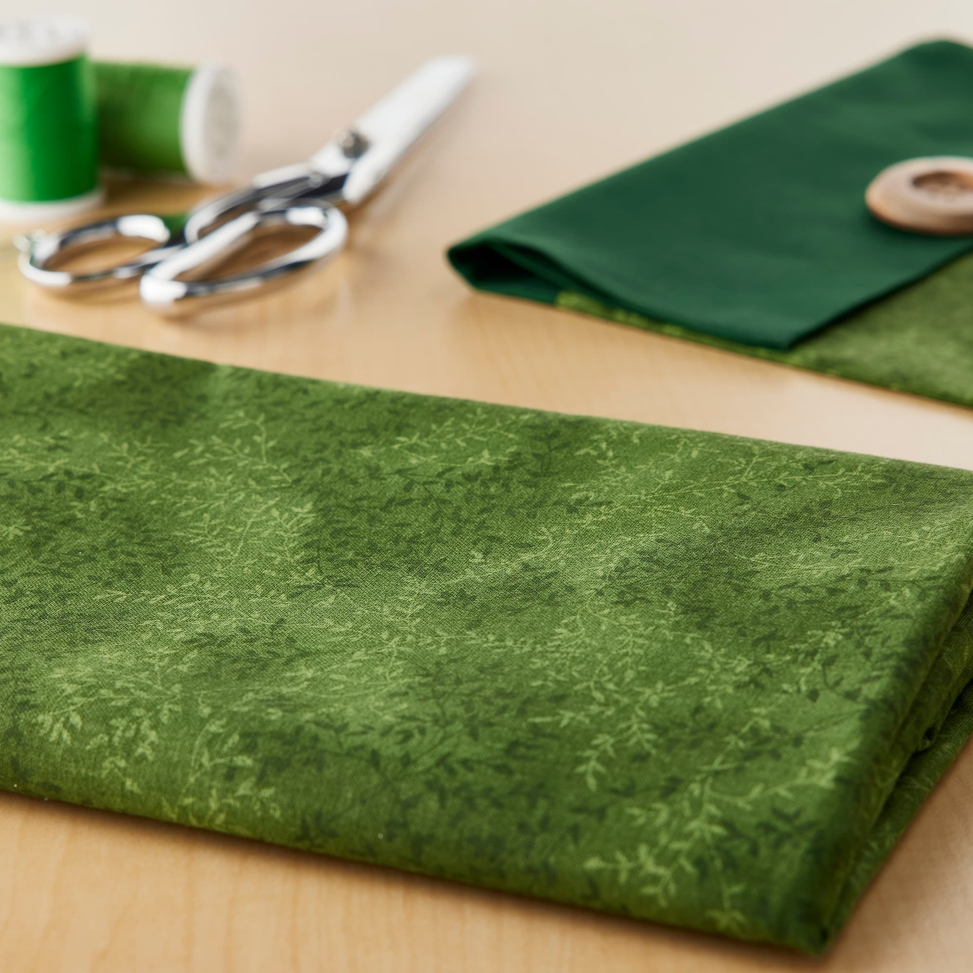 Fabric Traditions Dark Green Tonal Vines Cotton Fabric